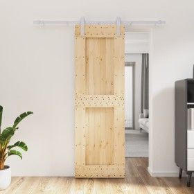 Puerta corredera con herrajes madera maciza de pino 70x210 cm de vidaXL, Puertas - Ref: Foro24-3203012, Precio: 170,49 €, Des...