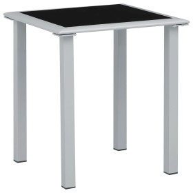 Mesa de jardín acero y vidrio negro y plateado 41x41x45 cm en Mesas de jardín | Comprar online en Foru.es