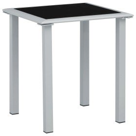 Mesa de jardín acero y vidrio negro y plateado 41x41x45 cm en Mesas de jardín | Comprar online en Foru.es