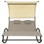 Tumbona doble con toldo textilene color gris taupe y crema en Tumbonas | Comprar online en Foru.es