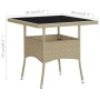 Mesa de comedor de jardín ratán sintético y vidrio beige en Mesas de jardín | Comprar online en Foru.es