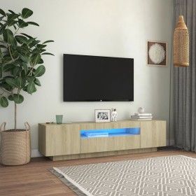 Mueble de TV con luces LED roble Sonoma 160x35x40 cm de vidaXL, Muebles TV - Ref: Foro24-804430, Precio: 110,11 €, Descuento: %