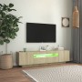 Mueble de TV con luces LED roble Sonoma 160x35x40 cm de vidaXL, Muebles TV - Ref: Foro24-804430, Precio: 110,11 €, Descuento: %
