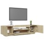Mueble de TV con luces LED roble Sonoma 160x35x40 cm de vidaXL, Muebles TV - Ref: Foro24-804430, Precio: 110,11 €, Descuento: %