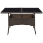 Mesa de comedor de jardín ratán sintético y vidrio marrón en Mesas de jardín | Comprar online en Foru.es