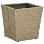 Mesa de centro de ratán PE vidrio templado beige 41,5x41,5x44cm en Mesas de jardín | Comprar online en Foru.es