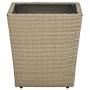 Mesa de centro de ratán PE vidrio templado beige 41,5x41,5x44cm en Mesas de jardín | Comprar online en Foru.es