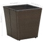 Mesa de centro ratán PE vidrio templado marrón 41,5x41,5x44cm en Mesas de jardín | Comprar online en Foru.es