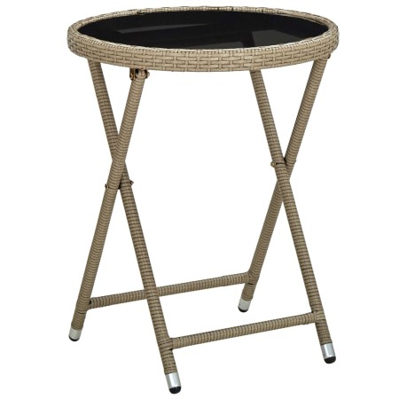 Mesa de centro de ratán sintético y vidrio templado beige 60 cm en Mesas de jardín | Comprar online en Foru.es