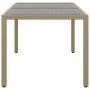 Mesa jardín vidrio templado ratán sintético beige 150x90x75 cm en Mesas de jardín | Comprar online en Foru.es