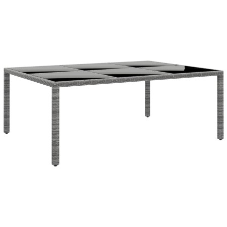 Mesa jardín vidrio templado ratán sintético gris 200x150x75 cm en Mesas de jardín | Comprar online en Foru.es