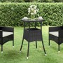 Mesa de jardín vidrio templado ratán sintético negro Ø60x75 cm en Mesas de jardín | Comprar online en Foru.es