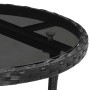 Mesa de jardín vidrio templado ratán sintético negro Ø60x75 cm en Mesas de jardín | Comprar online en Foru.es