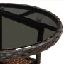 Mesa de jardín vidrio templado ratán sintético marrón Ø60x75 cm en Mesas de jardín | Comprar online en Foru.es