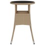 Mesa de jardín vidrio templado ratán sintético beige Ø60x75 cm en Mesas de jardín | Comprar online en Foru.es