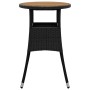 Mesa de jardín madera acacia y ratán sintético negro Ø60x75 cm en Mesas de jardín | Comprar online en Foru.es