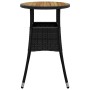Mesa de jardín madera acacia y ratán sintético negro Ø60x75 cm en Mesas de jardín | Comprar online en Foru.es