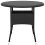 Mesa de jardín vidrio templado ratán sintético negro Ø80x75 cm en Mesas de jardín | Comprar online en Foru.es
