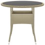 Mesa de jardín vidrio templado ratán sintético beige Ø80x75 cm en Mesas de jardín | Comprar online en Foru.es