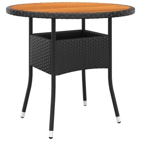 Mesa de jardín madera acacia y ratán sintético negro Ø80x75 cm en Mesas de jardín | Comprar online en Foru.es