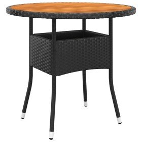 Mesa de jardín madera acacia y ratán sintético negro Ø80x75 cm en Mesas de jardín | Comprar online en Foru.es
