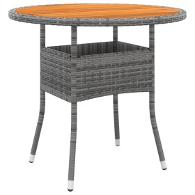 Mesa de jardín madera acacia y ratán sintético gris Ø80x75 cm en Mesas de jardín | Comprar online en Foru.es