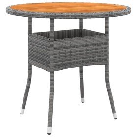 Mesa de jardín madera acacia y ratán sintético gris Ø80x75 cm en Mesas de jardín | Comprar online en Foru.es
