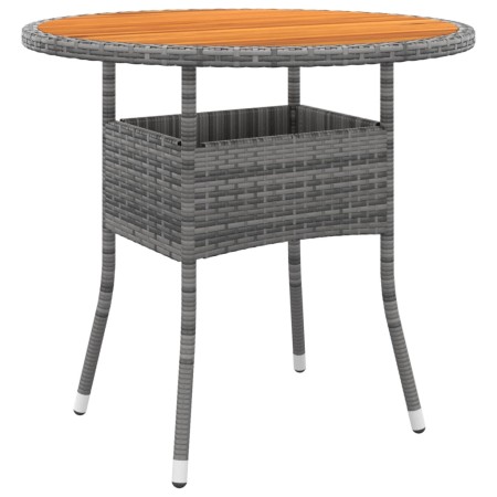 Mesa de jardín madera acacia y ratán sintético gris Ø80x75 cm en Mesas de jardín | Comprar online en Foru.es