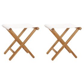 Sillas plegables 2 uds madera maciza de teca tela blanco crema en Sillas de jardín | Comprar online en Foru.es
