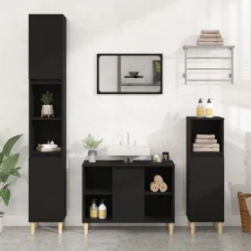 Armario para lavabo madera contrachapada negro 80x33x60 cm de vidaXL, Tocadores de baño - Ref: Foro24-821285, Precio: 55,81 €...