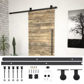 Kit de herrajes para puertas correderas SKIEN acero negro 183cm de vidaXL, Marcos de puertas - Ref: Foro24-145262, Precio: 61...