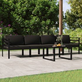 Set muebles de jardín 5 pzas y cojines aluminio gris antracita en Conjuntos de jardín | Comprar online en Foru.es