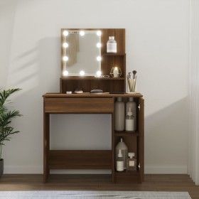 Tocador con LED roble marrón 86,5x35x136 cm de vidaXL, Tocadores para dormitorios - Ref: Foro24-820486, Precio: 98,77 €, Desc...