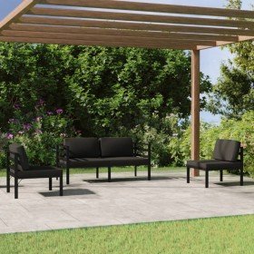 Set muebles de jardín 4 pzas y cojines aluminio gris antracita en Conjuntos de jardín | Comprar online en Foru.es