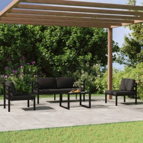 Set muebles de jardín 5 pzas y cojines aluminio gris antracita en Conjuntos de jardín | Comprar online en Foru.es
