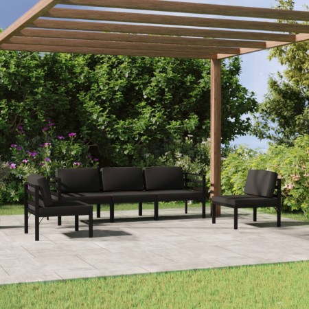 Set muebles de jardín 5 pzas y cojines aluminio gris antracita en Conjuntos de jardín | Comprar online en Foru.es