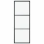 Puerta corredera de 3 paneles ESG vidrio y aluminio negra 76x205 cm en Puertas | Comprar online en Foru.es