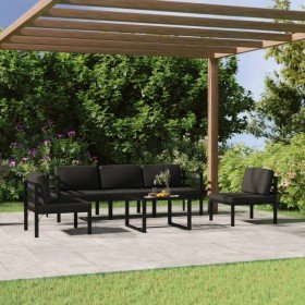 Set muebles de jardín 6 pzas y cojines aluminio gris antracita en Conjuntos de jardín | Comprar online en Foru.es