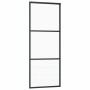 Puerta corredera de 3 paneles ESG vidrio y aluminio negra 76x205 cm en Puertas | Comprar online en Foru.es