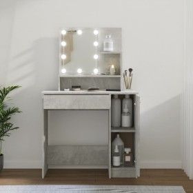 Tocador con LED color gris hormigón 86,5x35x136 cm de vidaXL, Tocadores para dormitorios - Ref: Foro24-808814, Precio: 102,04...