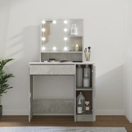 Tocador con LED color gris hormigón 86,5x35x136 cm de vidaXL, Tocadores para dormitorios - Ref: Foro24-808814, Precio: 102,04...