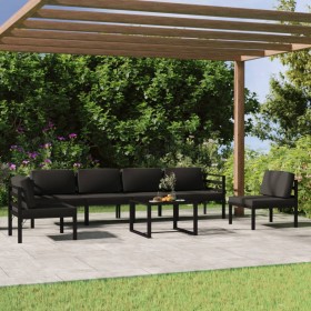 Set muebles de jardín 7 pzas y cojines aluminio gris antracita en Conjuntos de jardín | Comprar online en Foru.es