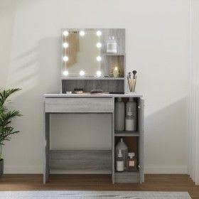 Tocador con LED gris sonoma 86,5x35x136 cm de vidaXL, Tocadores para dormitorios - Ref: Foro24-820485, Precio: 95,94 €, Descu...