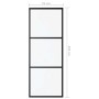 Puerta corredera de 3 paneles ESG vidrio y aluminio negra 76x205 cm en Puertas | Comprar online en Foru.es