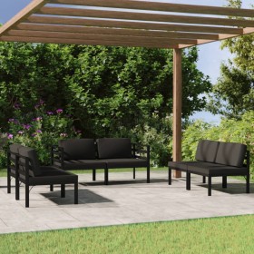 Set muebles de jardín 6 pzas y cojines aluminio gris antracita en Conjuntos de jardín | Comprar online en Foru.es