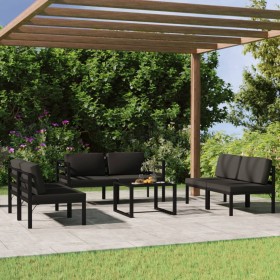 Set muebles de jardín 7 pzas y cojines aluminio gris antracita en Conjuntos de jardín | Comprar online en Foru.es