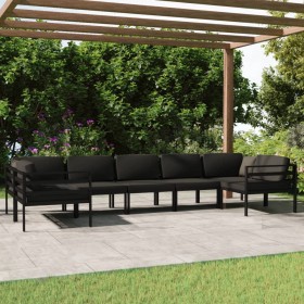 Set muebles de jardín 7 pzas y cojines aluminio gris antracita en Conjuntos de jardín | Comprar online en Foru.es