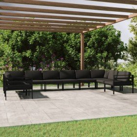 Set muebles de jardín 10 pzas y cojines aluminio gris antracita en Conjuntos de jardín | Comprar online en Foru.es