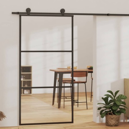 Puerta corredera ESG vidrio y aluminio negra 102x205 cm en Puertas | Comprar online en Foru.es