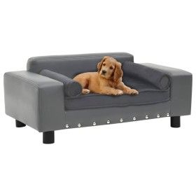 Sofá para perros felpa y cuero sintético gris 81x43x31 cm de vidaXL, Camas para perros - Ref: Foro24-170953, Precio: 76,36 €,...